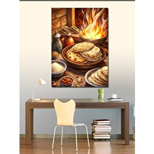 Kanvas Tablo Tandırda Yemek Pişirme 100x140 cm