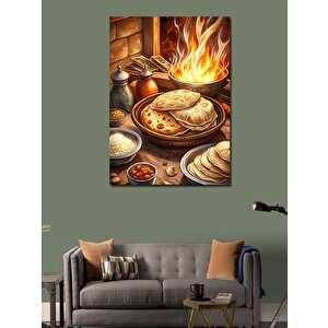 Kanvas Tablo Tandırda Yemek Pişirme 100x140 cm