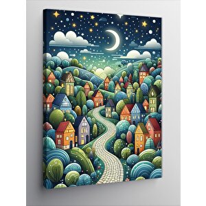 Kanvas Tablo Yıldızlı Gece Köyü 70x100 cm