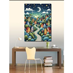 Kanvas Tablo Yıldızlı Gece Köyü 50x70 cm