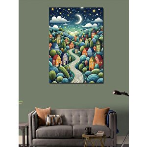 Kanvas Tablo Yıldızlı Gece Köyü 50x70 cm