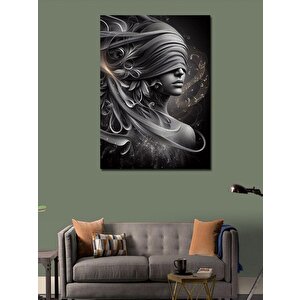 Kanvas Tablo Gözü Kapalı Kadın Ve Notalar 100x140 cm