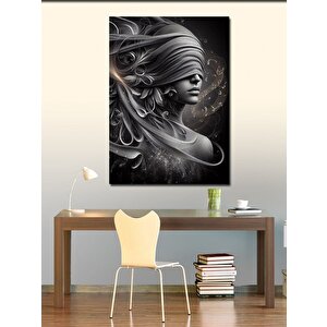 Kanvas Tablo Gözü Kapalı Kadın Ve Notalar 70x100 cm