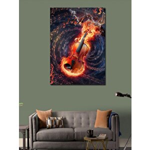 Kanvas Tablo Keman Ve Notalar 70x100 cm