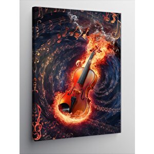 Kanvas Tablo Keman Ve Notalar 50x70 cm