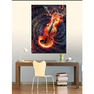 Kanvas Tablo Keman Ve Notalar 50x70 cm