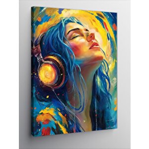 Kanvas Tablo Müzik Dinleyen Kadın 100x140 cm