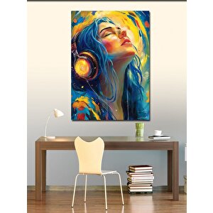 Kanvas Tablo Müzik Dinleyen Kadın 100x140 cm