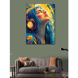 Kanvas Tablo Müzik Dinleyen Kadın 100x140 cm