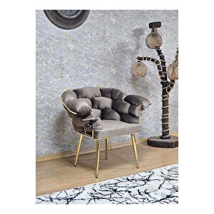 Tekli Gold Kaplama - Kahverengi Döşeme Berjer
