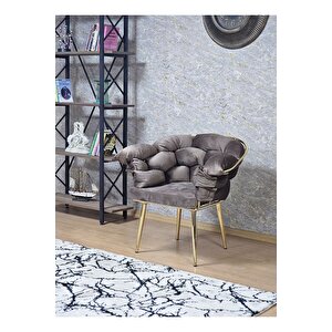 Tekli Gold Kaplama - Kahverengi Döşeme Berjer