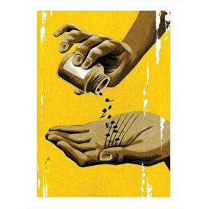 Müzik İlaçtır Hediyelik Ahşap Tablo 35cm X50cm 35x50 cm