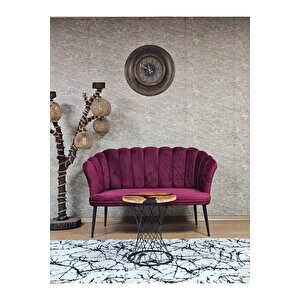 İkili Papatya Çay Seti Koltuk Siyah Boyalı Sivriltme Ayak, Balkon, Salon, Ofis, Koltuk Takımı