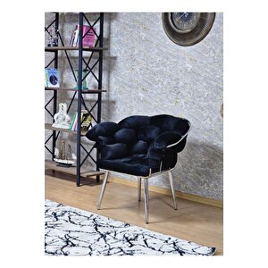 Tekli Krom Kaplama - Siyah Döşeme Berjer