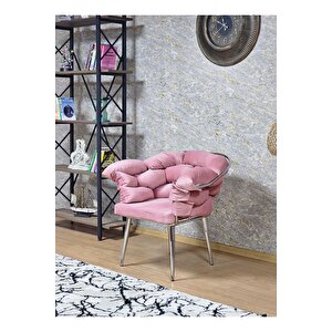 Tekli Krom Kaplama - Pembe Döşeme Berjer