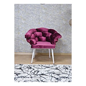 Tekli Beyaz Boyalı - Bordo Döşeme Berjer