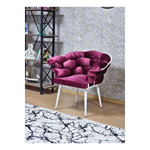 Tekli Beyaz Boyalı - Bordo Döşeme Berjer