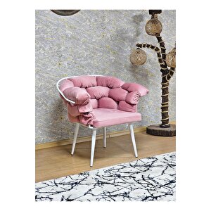Tekli Beyaz Boyalı - Pembe Döşeme Berjer