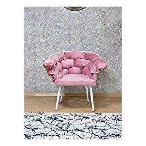 Tekli Beyaz Boyalı - Pembe Döşeme Berjer