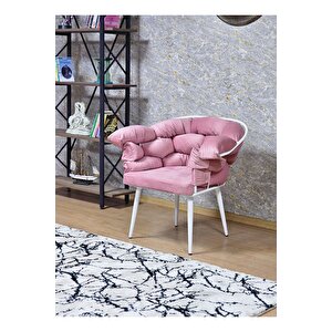 Tekli Beyaz Boyalı - Pembe Döşeme Berjer