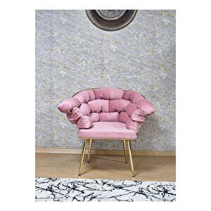 Tekli Gold Kaplama - Pudra Pembe Döşeme Berjer