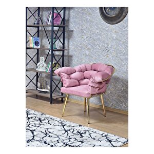 Tekli Gold Kaplama - Pudra Pembe Döşeme Berjer