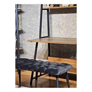 Siyah Boyalı Füme Oturak Metal Sivriltme Ayaklı Babyface Puf & Bench & Oturak