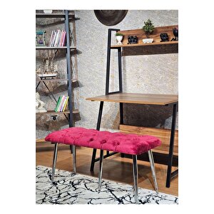 Krom Metal Bordo Oturaklı Sivriltme Ayaklı Babyface Puf & Bench & Oturak