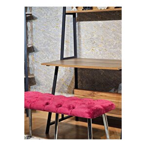 Krom Metal Bordo Oturaklı Sivriltme Ayaklı Babyface Puf & Bench & Oturak
