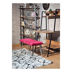 Krom Metal Bordo Oturaklı Sivriltme Ayaklı Babyface Puf & Bench & Oturak