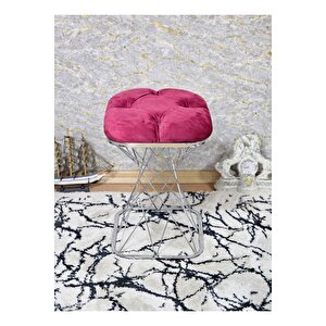 Kare Krom Kaplama Bordo Puf & Bench - Puf Oturak - Bench - Ayak Ucu Oturak - Tabure - Makyaj Oturak