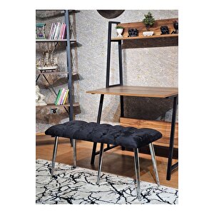 Krom Metal Siyah Oturaklı Sivriltme Ayaklı Babyface Puf & Bench & Oturak