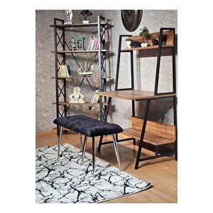 Krom Metal Siyah Oturaklı Sivriltme Ayaklı Babyface Puf & Bench & Oturak