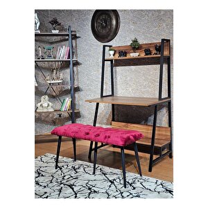 Siyah Boyalı Bordo Oturak Metal Sivriltme Ayaklı Babyface Puf & Bench & Oturak