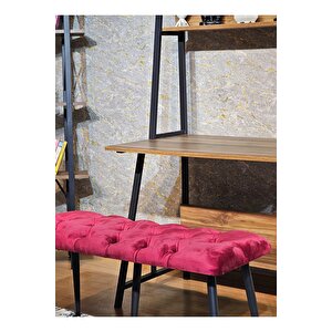 Siyah Boyalı Bordo Oturak Metal Sivriltme Ayaklı Babyface Puf & Bench & Oturak