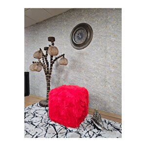 Kare Tüylü Kumaş  Puf Oturak - Puf - Oturak - Bench - Tüylü Oturak - Makyaj Taburesi,makyaj Oturağı