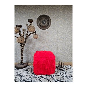 Kare Tüylü Kumaş  Puf Oturak - Puf - Oturak - Bench - Tüylü Oturak - Makyaj Taburesi,makyaj Oturağı