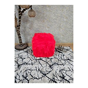 Kare Tüylü Kumaş  Puf Oturak - Puf - Oturak - Bench - Tüylü Oturak - Makyaj Taburesi,makyaj Oturağı