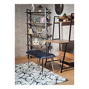 Krom Metal Füme Oturaklı Sivriltme Ayaklı Babyface Puf & Bench & Oturak