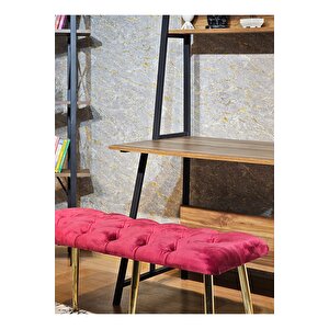Gold Metal Bordo Oturaklı Sivriltme Ayaklı Babyface Puf & Bench & Oturak