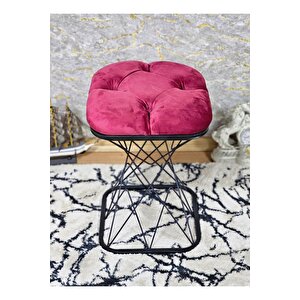 Kare Siyah Boyalı Bordo Puf & Bench Puf Oturak - Bench - Ayak Ucu Oturak - Tabure - Makyaj Oturak