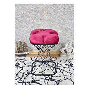 Kare Siyah Boyalı Bordo Puf & Bench Puf Oturak - Bench - Ayak Ucu Oturak - Tabure - Makyaj Oturak