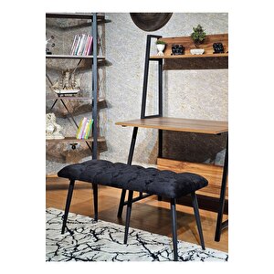 Siyah Boyalı Siyah Oturaklı Metal Sivriltme Ayaklı Babyface Puf & Bench & Oturak