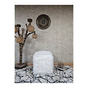 Kare Tüylü Kumaş  Puf Oturak - Puf - Oturak - Bench - Tüylü Oturak - Makyaj Taburesi,makyaj Oturağı