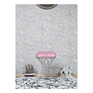 Kare Krom Kaplama Pembe Puf & Bench - Puf Oturak - Bench - Ayak Ucu Oturak - Tabure - Makyaj Oturak