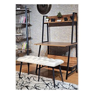 Siyah Boyalı Krem Oturak Metal Sivriltme Ayaklı Babyface Puf & Bench & Oturak