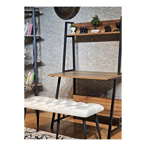 Siyah Boyalı Krem Oturak Metal Sivriltme Ayaklı Babyface Puf & Bench & Oturak