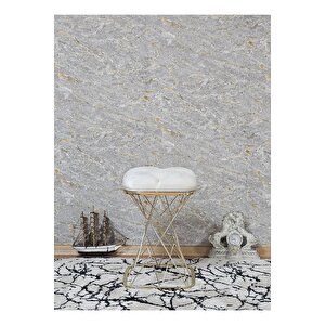 Kare Gold Kaplama Krem Puf Oturak - Bench - Ayak Ucu Oturak - Tabure - Makyaj Oturak