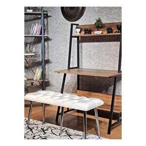 Krom Metal Krem Oturaklı Sivriltme Ayaklı Babyface Puf & Bench & Oturak