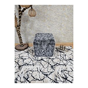 Kare Tüylü Kumaş  Puf Oturak - Puf - Oturak - Bench - Tüylü Oturak - Makyaj Taburesi,makyaj Oturağı